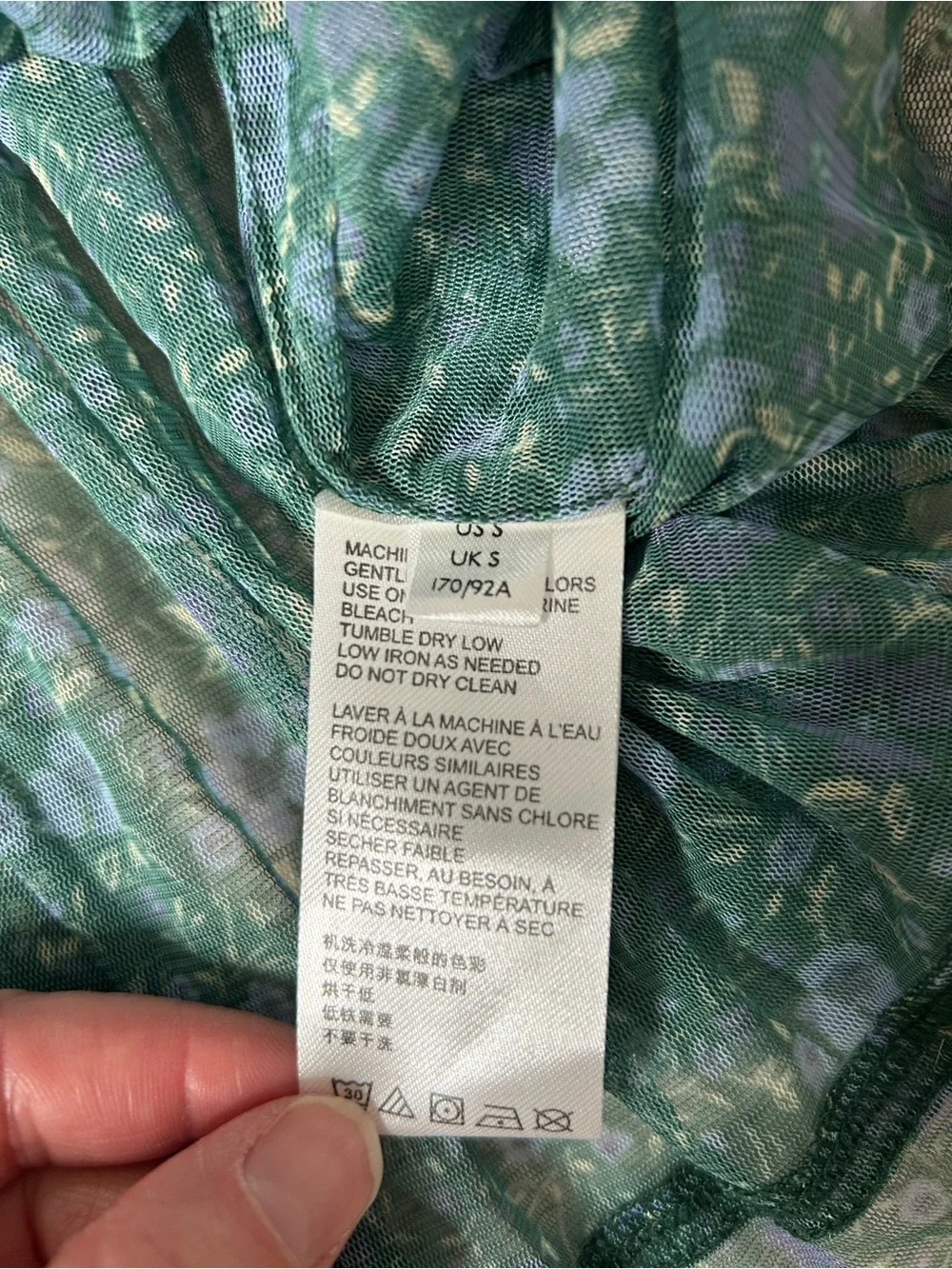 NWT‎ Free People Teal Floral Sheer Peasant Blouse Sweetheart Top Open Back Small